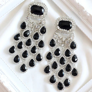 GC Over Sized Black Crystal Statement Earrings