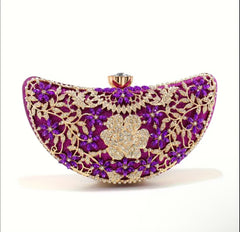 Hollow Out Moon Design Rhinestone Art Clutches