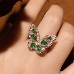 LILLY Emerald&Gold Fusion Pure Silver Deluxe Ring