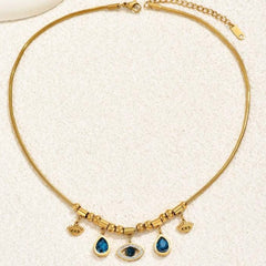 Evil Eyes Off Charm Geometric Stainless Steel Necklace