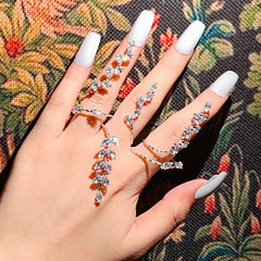 Y2K Crystal Leaf Glam Hand Accessory Adjustable