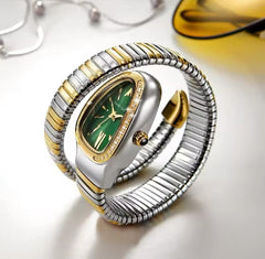 Luxurious Serpent Stainless Gold / Silver Plated Rhinestone Snake Head Watch