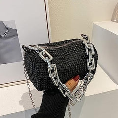 Dazzling Australian Diamond Imitation Stones Pillow Bag (Black)