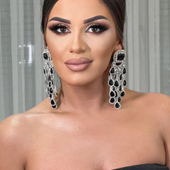 GC Over Sized Black Crystal Statement Earrings