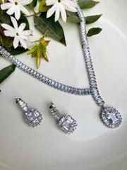 GC Alexa Luxurious Rhodium Plated Baguette Necklace Set