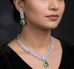 Georgina 18k White Gold Plated Swarovski Emerald Stone