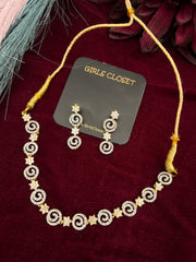 American Diamond Rich Spiral Gold Set