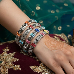 Handcrafted Oxidized Charming Silver Bangles