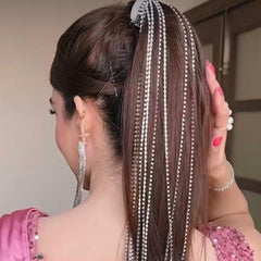 GC Ultra Luxurious Rhinestone Tassel Headwear Clip (Silver)