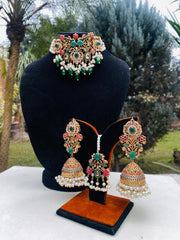 MADHURI Premium Nauratan Detailed Aesthetic Choker Set