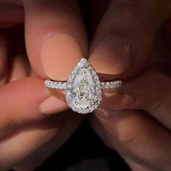 MIA Water Drop Oval Silver Plated Luxury Ring