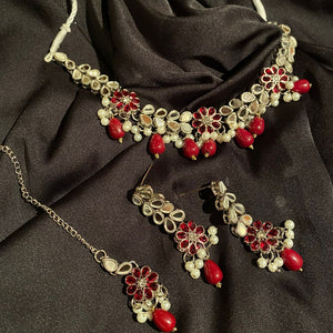 Jasmine Indian Supreme Quality Kundan Set (Fire Red)