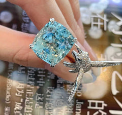 CERSEI Aqua Sparrow Deluxe Pure Silver Ring