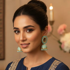 Spiral Turquoise Bold Statement Jhumkas