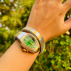 Luxurious Serpent Stainless Gold / Silver Plated Rhinestone Snake Head Watch