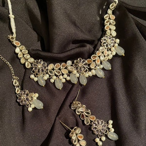 Jasmine Indian Supreme Quality Kundan Set (Grey)