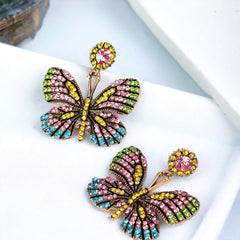 Butterfly Rhine Stone Deluxe Statement Earrings