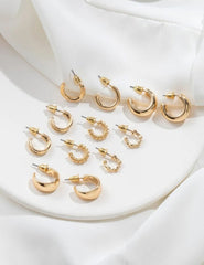 GC Pack Of 6 Twisted Thick & Sleek Hoops