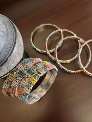 Handcrafted Oxidized Charming Silver Bangles
