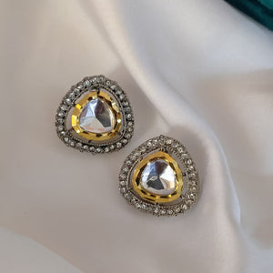 Indian Uncut Polki Real Kundan Deluxe Earrings
