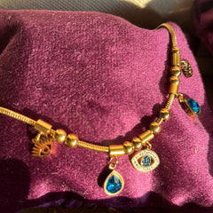 Evil Eyes Off Charm Geometric Stainless Steel Necklace