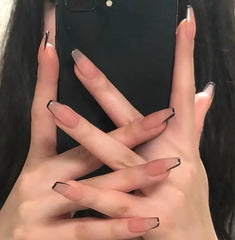 Nude Black French Classic Press On Nails