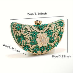 Hollow Out Moon Design Rhinestone Art Clutches