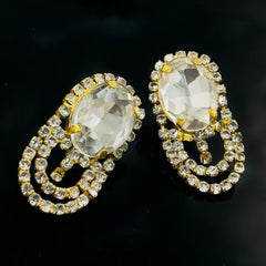 Oval Crystal Drop Luxurious Stud Earrings
