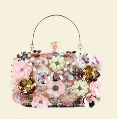 Hand Embroidered Floral Clutch Artistic 3D Clutch Bag