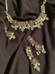 Jasmine Indian Supreme Quality Kundan Set (Grey)