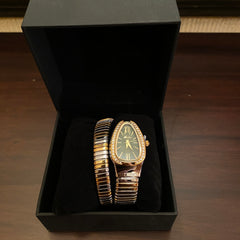 Luxurious Stainless Gold / Silver Plated Rhinestone Snake Head Watch