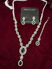 ANIQA Sterling Silver Deluxe Emerald Set