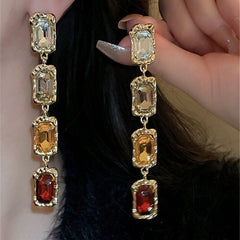 3D Multi Colored Rhinestone Studded Premium Earrings