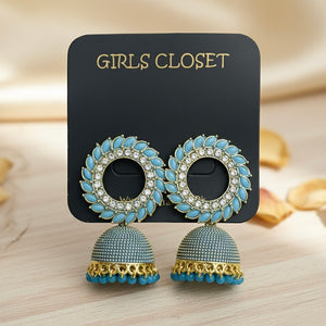 Spiral Sky Blue Jhumkas