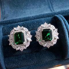 Emerald Water Drop Cubic Zirconia Stone Earrings
