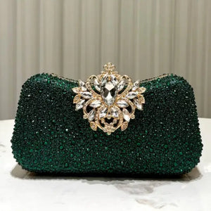 Elegant Teal Luxurious Clutch With Premium Gemstones