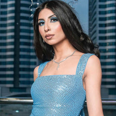 Elizabeth Zircon Necklace & Earrings Set Diamond Vibe Silver