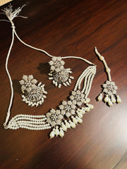 Classic Silver Plated Premium Choker Set Floral Vibe