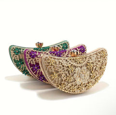 Hollow Out Moon Design Rhinestone Art Clutches