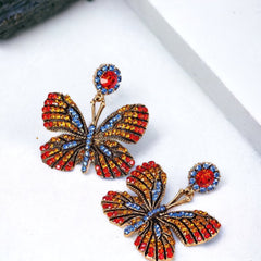Butterfly Rhine Stone Deluxe Statement Earrings