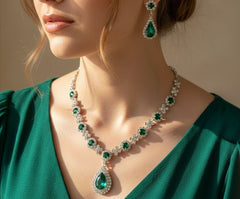 ZOE Icey Rhodium Plated Zirconium Set Emerald