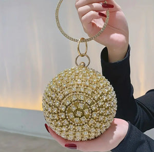 Rhinestone Round Ball Rhinestone Studded Clutch
