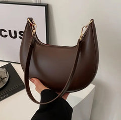 Mocha Curved  Silhouette Premium  Leather Bag