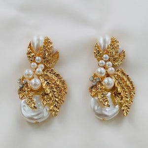 Glamatized Pearly Gold Exquisite Earrings