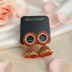 Spiral Blood Red Wheeler Jhumkas