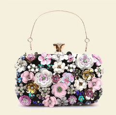 Hand Embroidered Floral Clutch Artistic 3D Clutch Bag