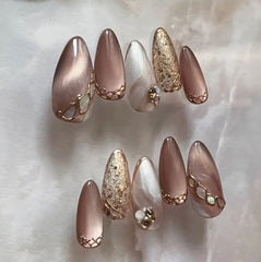 Metallic Rose Gold 3D  Press On Nails