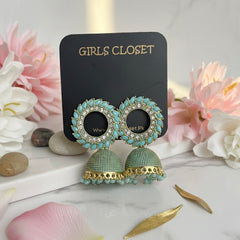 Spiral Turquoise Bold Statement Jhumkas