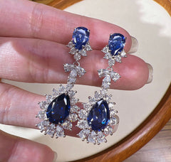 GC Rhodium Plated Deluxe Sapphire Earrings