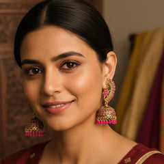 Half Moon Diva Pink Classic Jhumkas